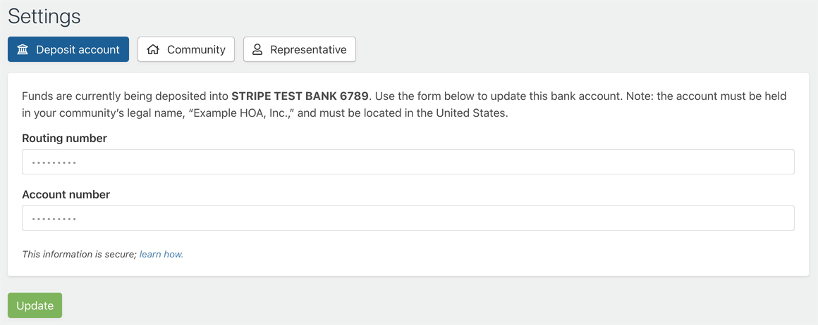 Screen recording of online payments settings